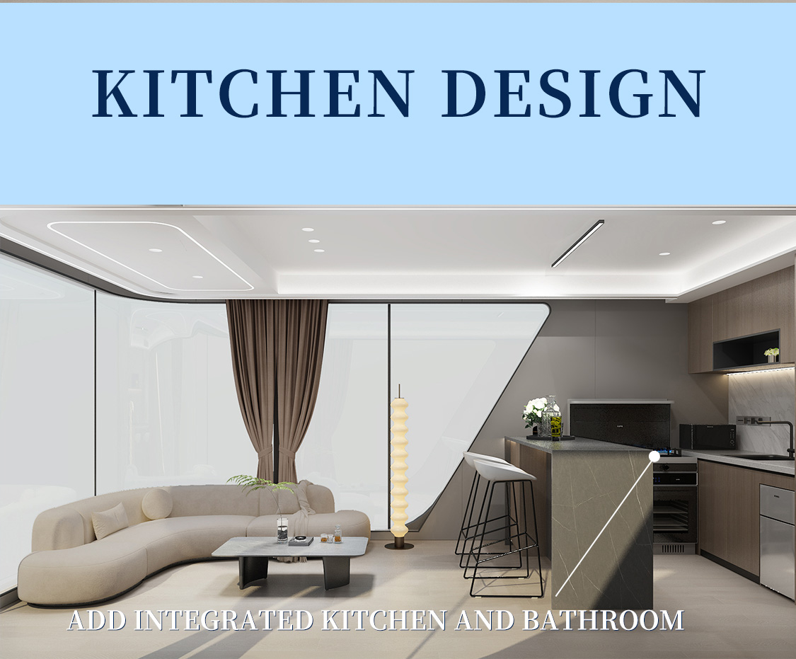 منزل كبسولة ذكي صغير الحجم/كابينة متنقلة منزلية تحتوي على غرفتي نوم مع مطبخ 